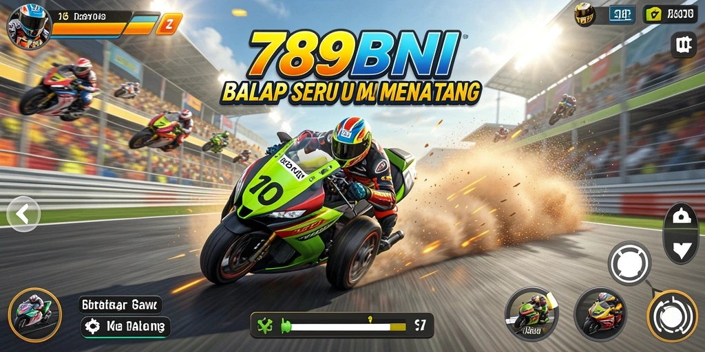 Screenshot gameplay 789BNI menampilkan mobil balap di lintasan.