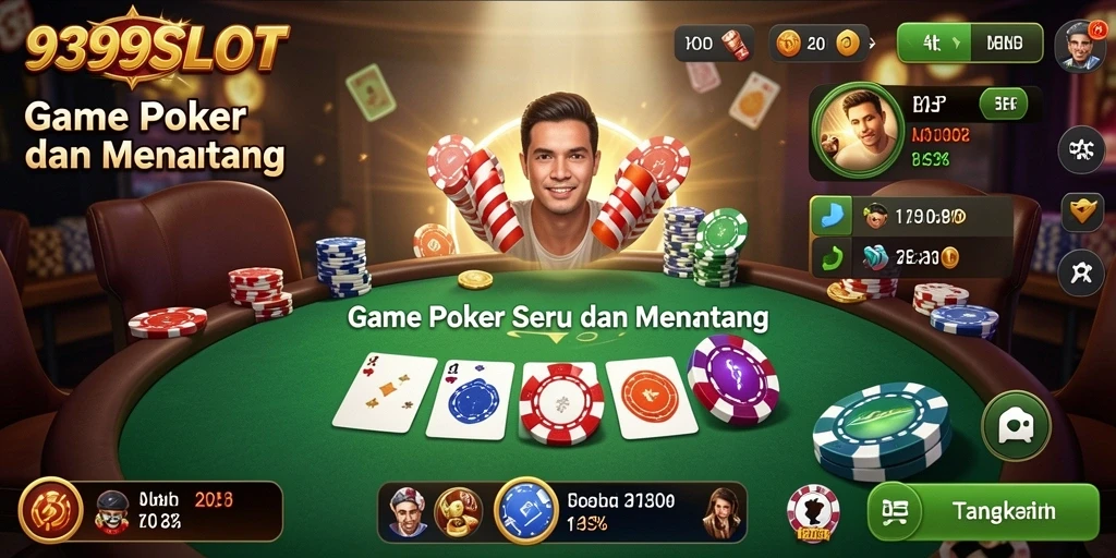 Screenshot dari gameplay seru 9399SLOT yang menunjukkan suasana permainan Poker.