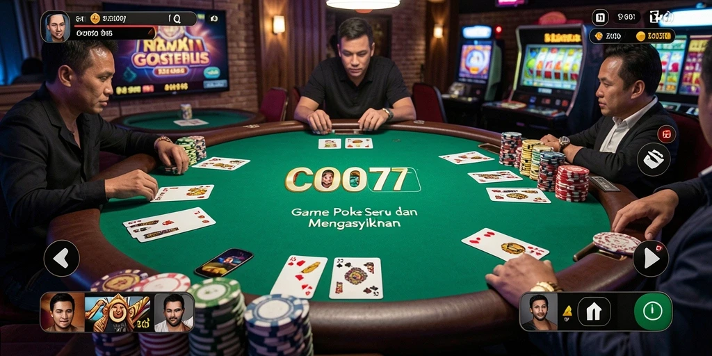 Screenshot gameplay C0077 menampilkan suasana poker yang menegangkan dan interaktif.