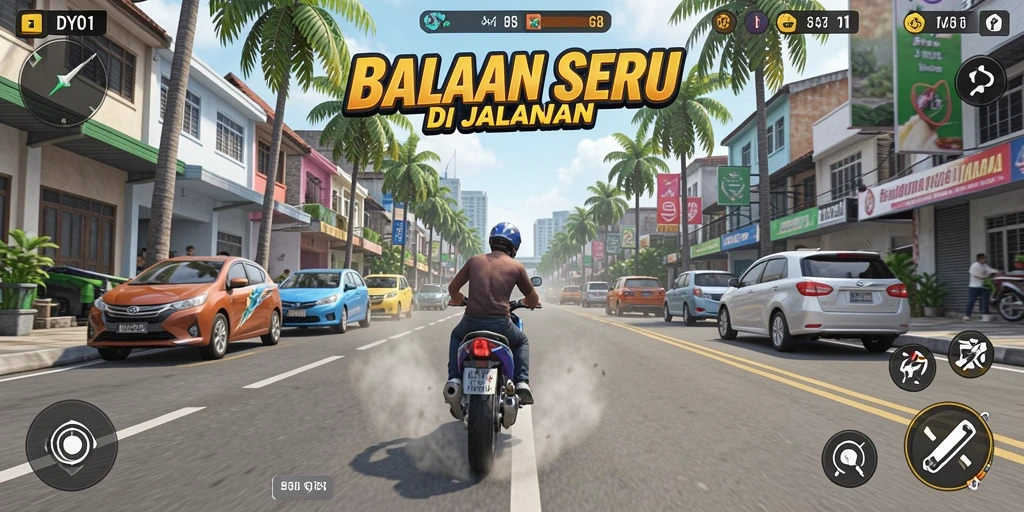Screenshot gameplay balapan yang intens dan mendebarkan.