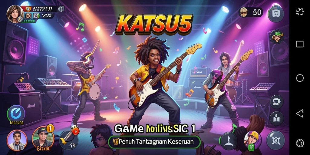 Tampilan screenshot KATSU5 menampilkan keseruan gameplay musik.